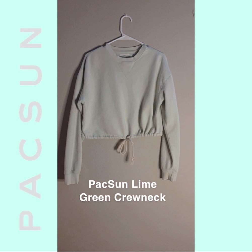 Lime Green Crewneck With String | Pacsun - image 1